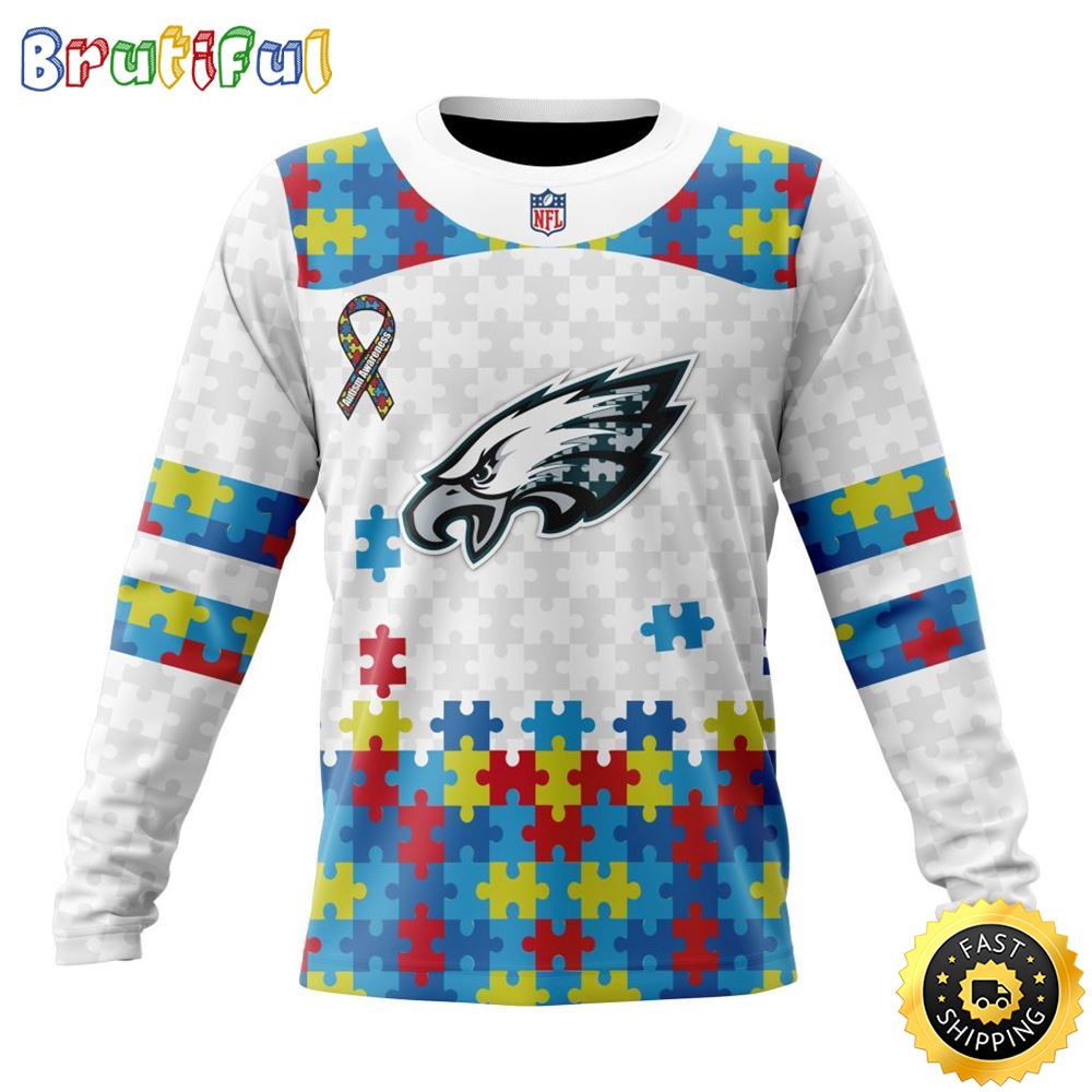 NFL Philadelphia Eagles Crewneck Sweatshirt Autism Awareness Design Your Team In Style 1 a8bdvx