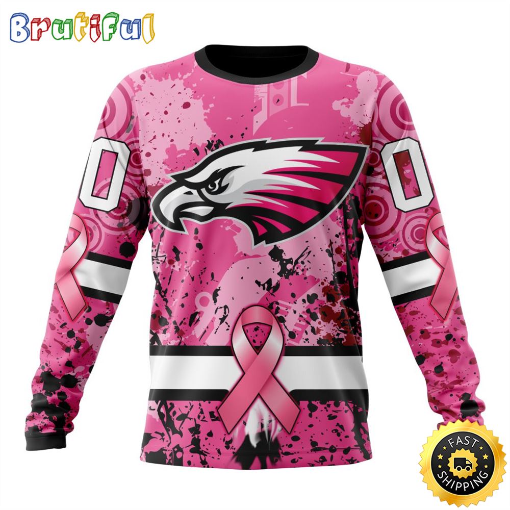 NFL Philadelphia Eagles Crewneck Sweatshirt I Pink I Can In October We Wear Pink Breast Cancer Gift For Football Fans 1 ehbqlq