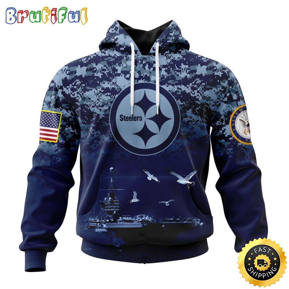 NFL Pittsburgh Steelers 3D Hoodie Honor US Navy Veterans Stylish Gear For Fans 1 omq02w