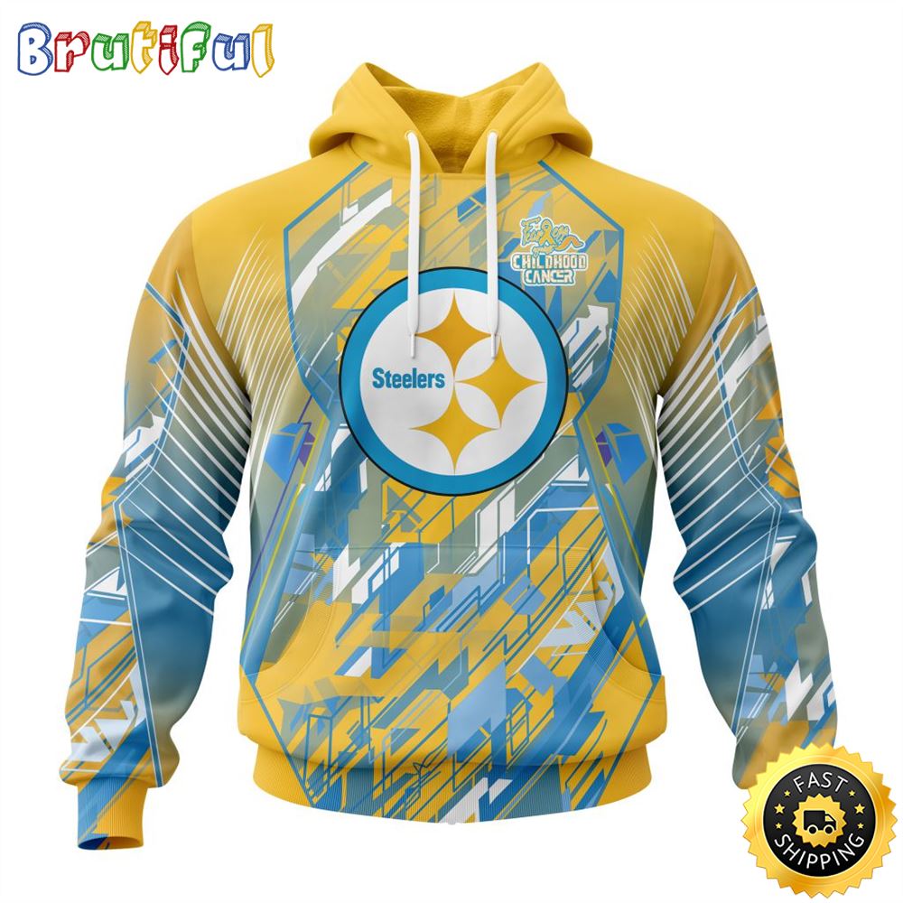NFL Pittsburgh Steelers All Over Print 3D Hoodie Fearless Against Childhood Cancers Unisex Hoodie 1 acsdge