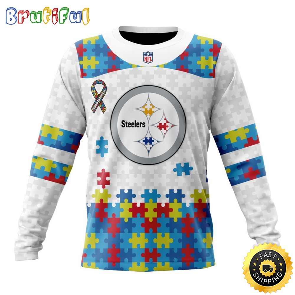 NFL Pittsburgh Steelers Crewneck Sweatshirt Autism Awareness Design Your Team In Style 1 ojjolb