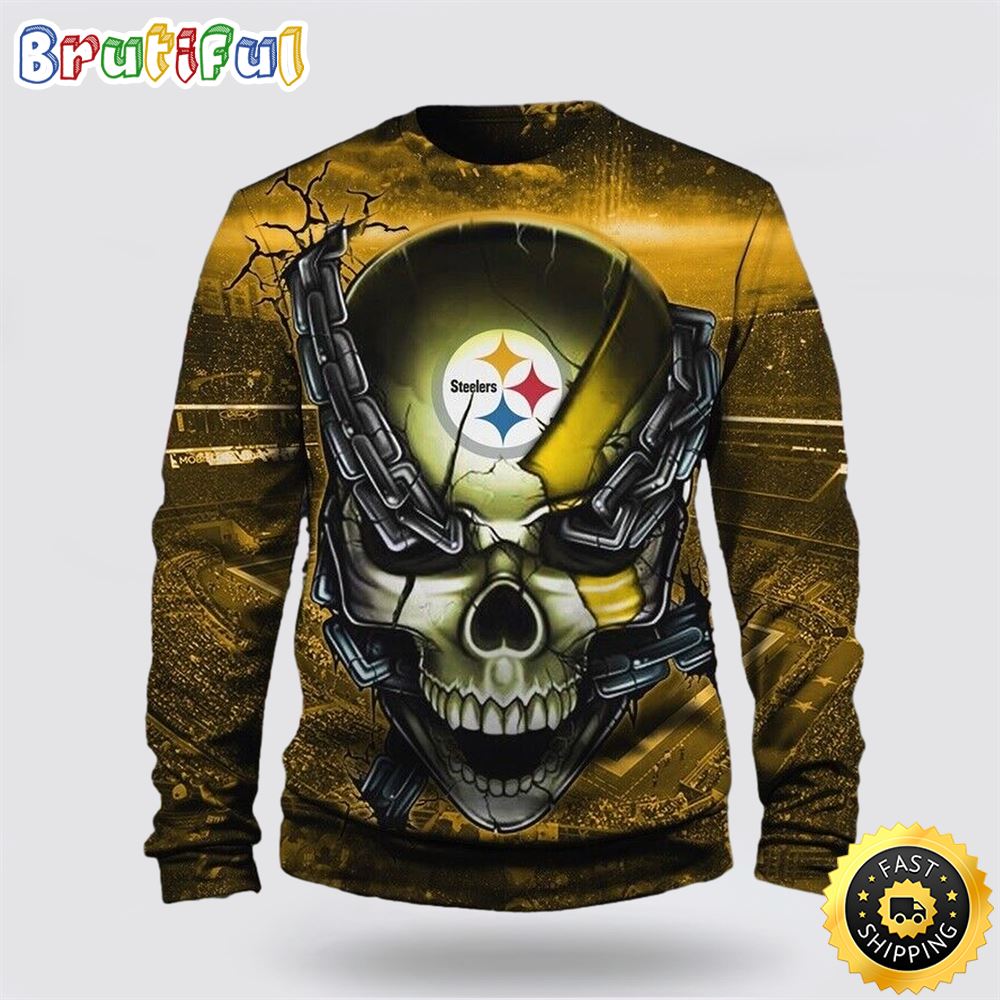 NFL Pittsburgh Steelers Crewneck Sweatshirt Skull Halloween Elevate Stylish Team Apparel reazwg