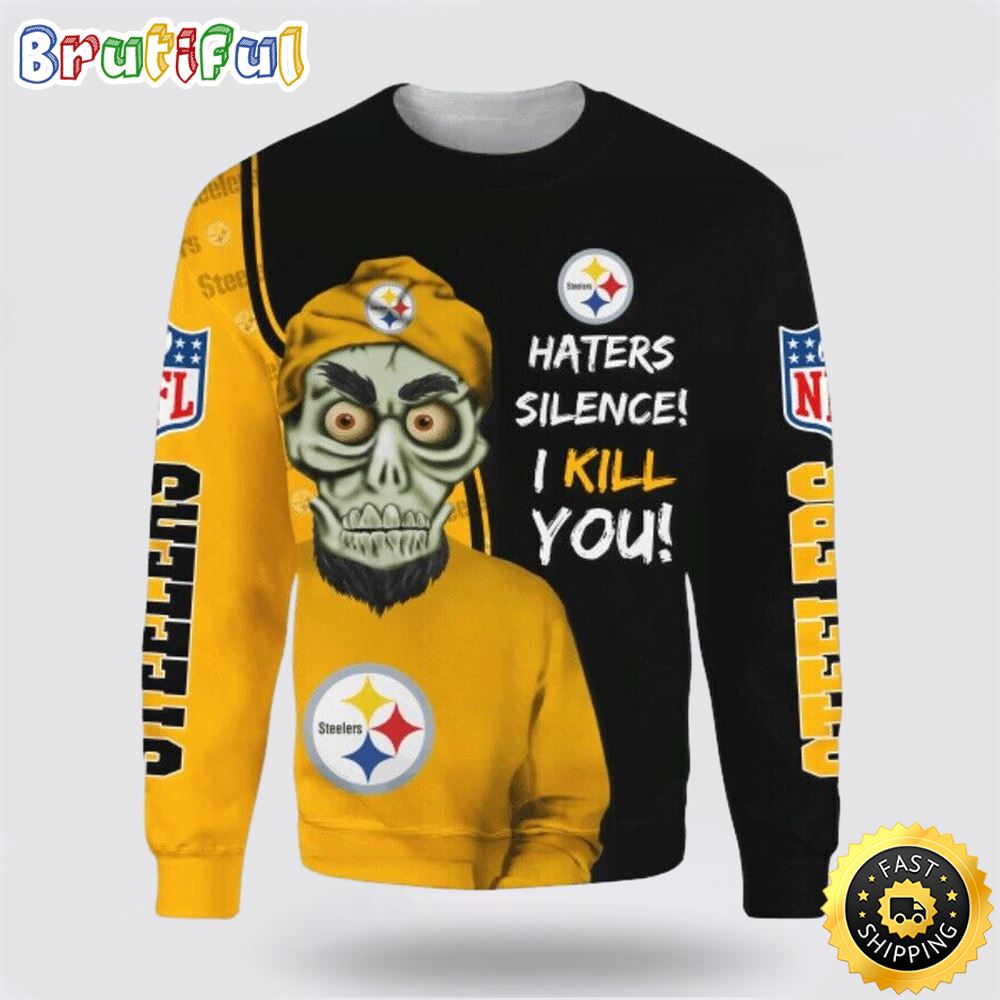 NFL Pittsburgh Steelers Crewneck Sweatshirt Skull Halloween Show Team Spirit mvxrbx