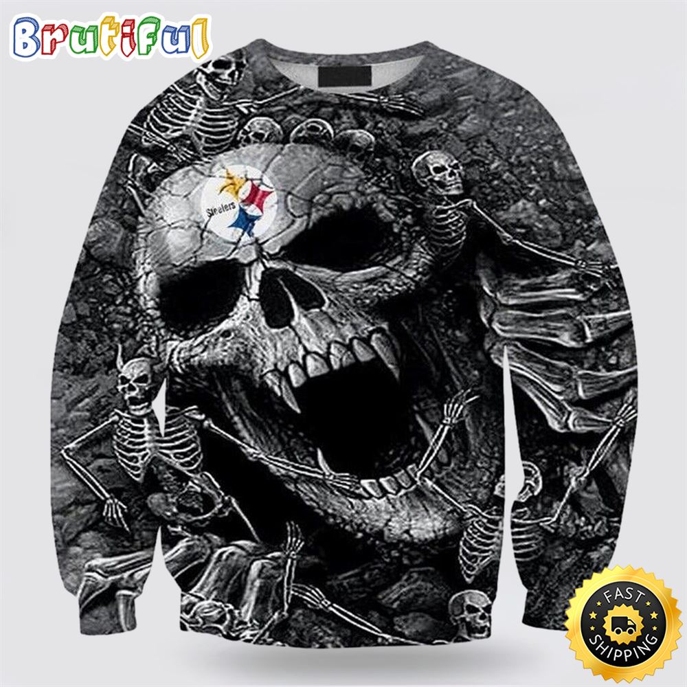 NFL Pittsburgh Steelers Crewneck Sweatshirt Skull Halloween Stay Cozy And Comfy dnote7