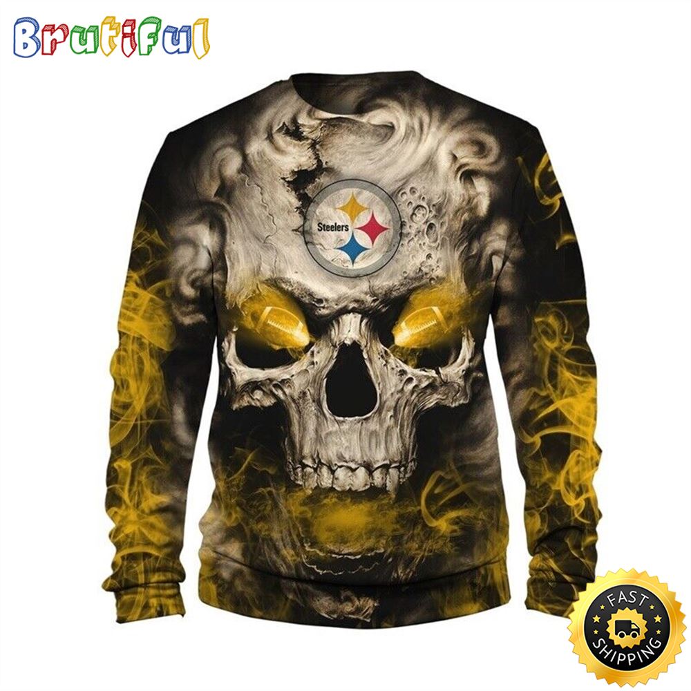 NFL Pittsburgh Steelers Crewneck Sweatshirt Skull Halloween Your Team In Style mpaoiy