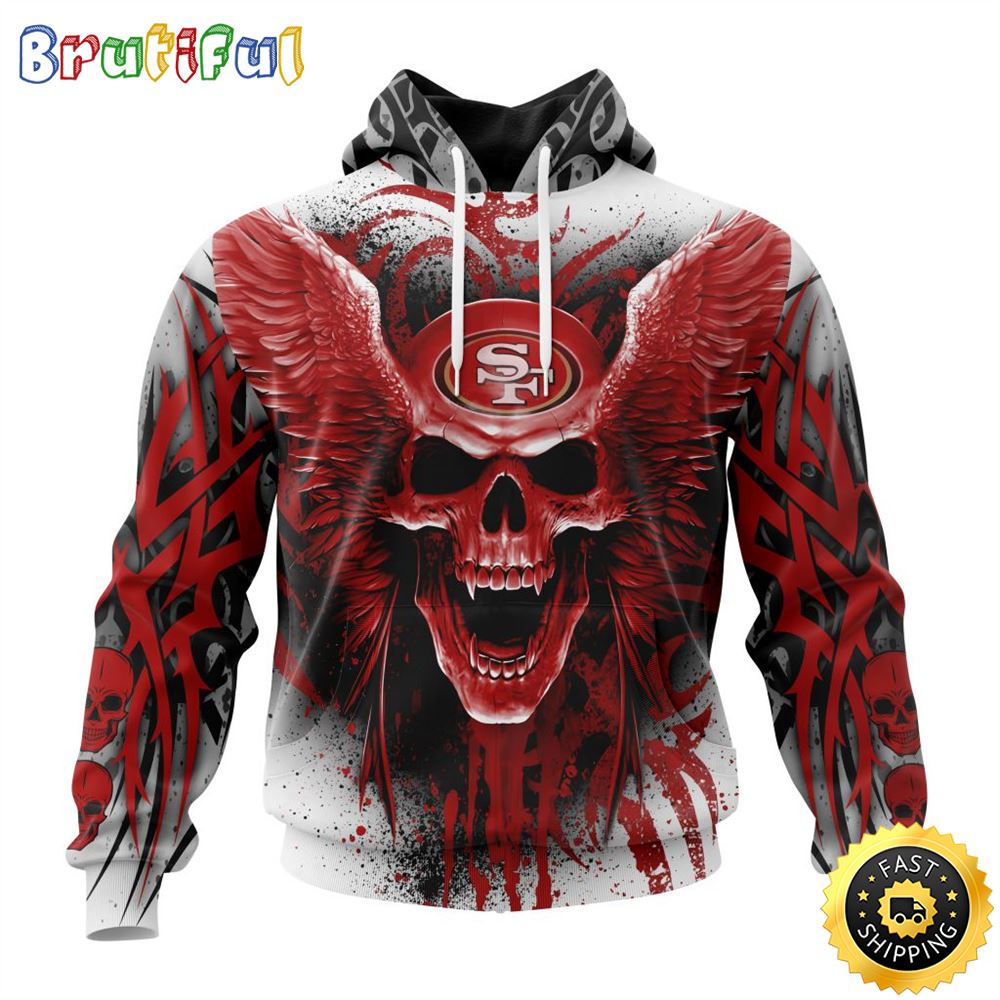 NFL San Francisco 49ers 3D Hoodie All Over Print Special Kits With Skull Unite In Team Colors 1 f6fdoj