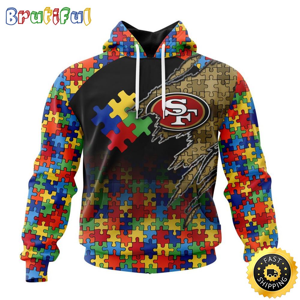 NFL San Francisco 49ers All Over Print 3D Hoodie Autism Awareness Design Gifts For Survivors 1 subga6