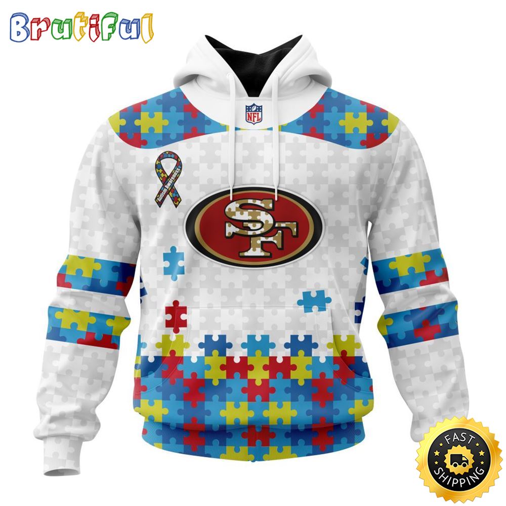 NFL San Francisco 49ers All Over Print 3D Hoodie Autism Awareness Design Unisex Hoodie 1 mdihf3