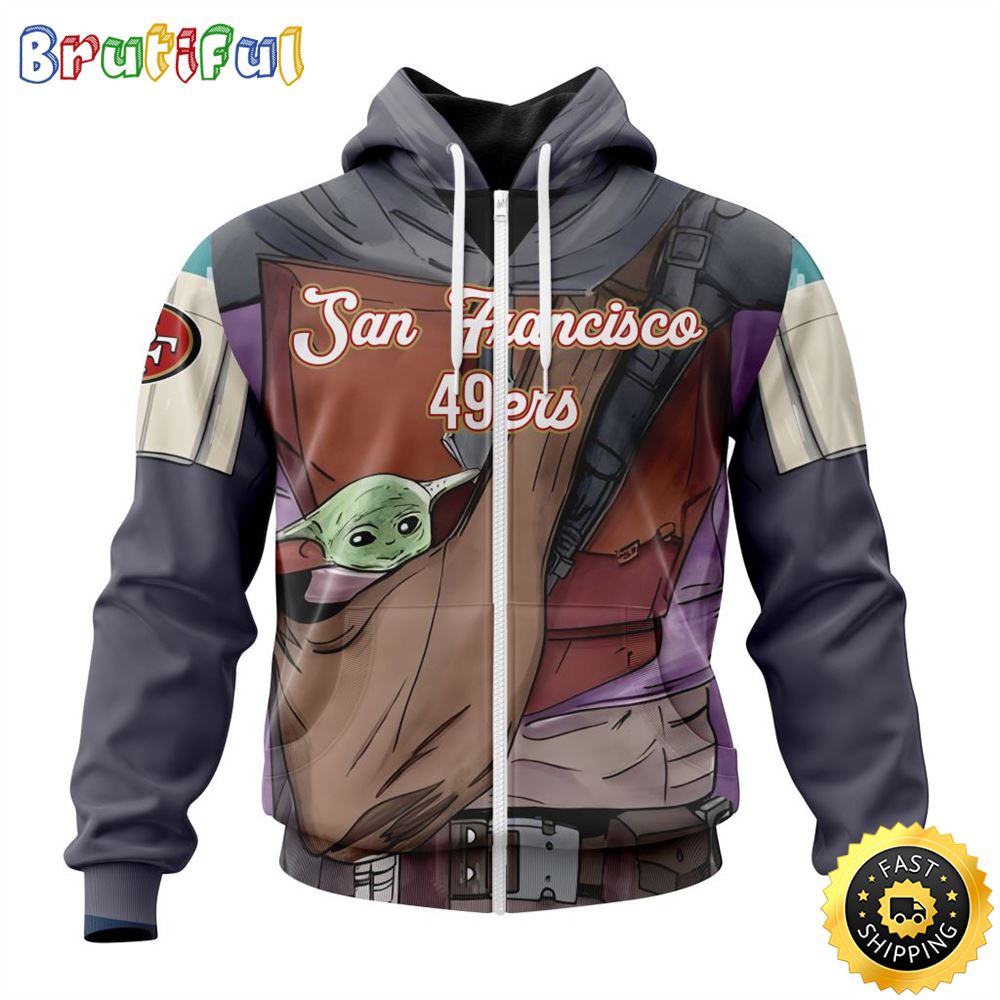 NFL San Francisco 49ers All Over Print Zip Hoodie 3D Specialized Mandalorian And Baby Yoda Unisex Hoodies 1 gmvhej