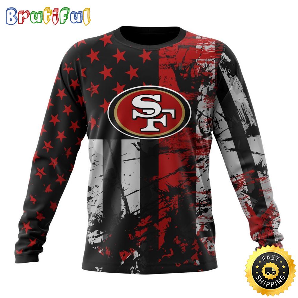 NFL San Francisco 49ers Crewneck Sweatshirt Classic Grunge American Flag Stylish Warmth For Fans 1 gm687m