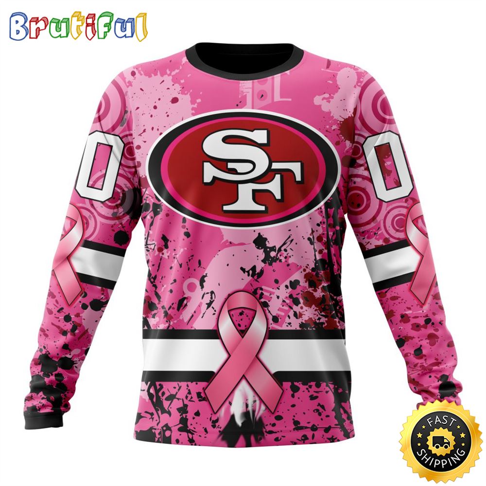 NFL San Francisco 49ers Crewneck Sweatshirt I Pink I Can In October We Wear Pink Breast Cancer Gift For Football Fans 1 qqpkfb