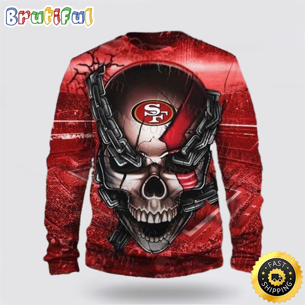 NFL San Francisco 49ers Crewneck Sweatshirt Skull Halloween Ultimate Fan Gear oqgpps