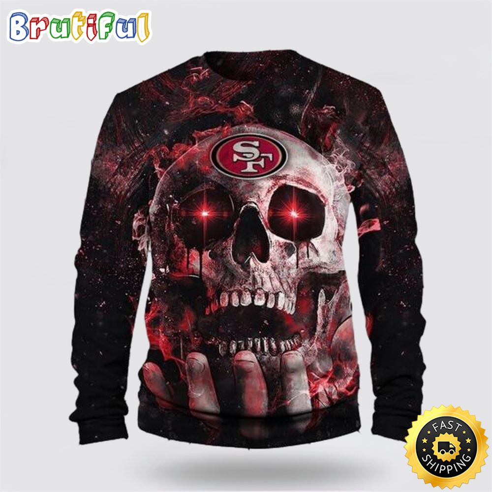 NFL San Francisco 49ers Crewneck Sweatshirt Skull Halloween Your Team In Style flagb2