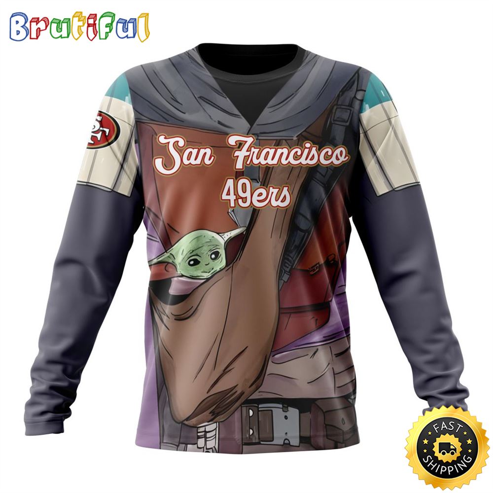 NFL San Francisco 49ers Crewneck Sweatshirt Specialized Mandalorian And Baby Yoda Gifts For Football Fans 1 acisd7