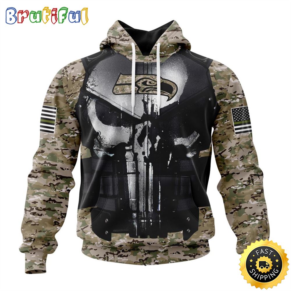 NFL Seattle Seahawks 3D Hoodie All Over Print Punisher Skull Camo Veteran Kits Custom Name And Number Hoodie 1 qaq602