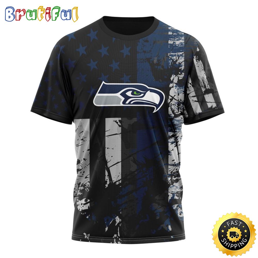 NFL Seattle Seahawks 3D T Shirts Classic Grunge American Flag Stylish Warmth For Fans 1 girplk