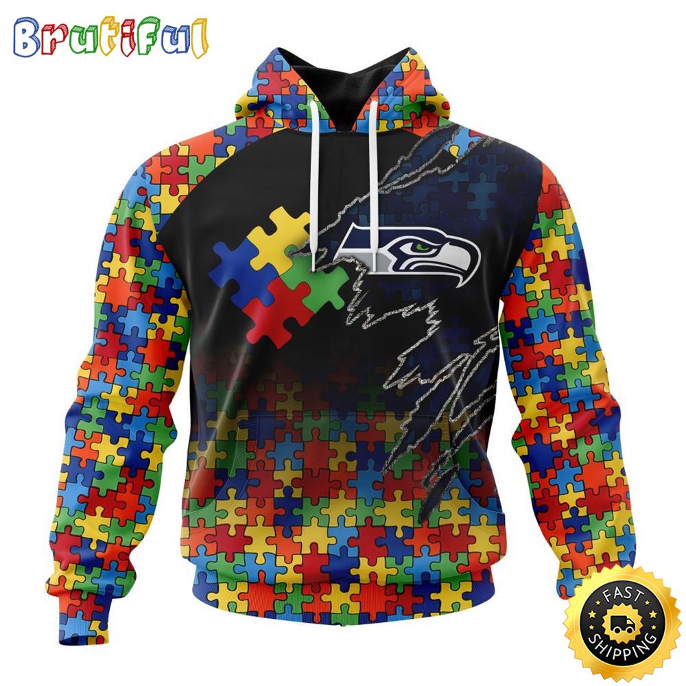 NFL Seattle Seahawks All Over Print 3D Hoodie Autism Awareness Design Gifts For Survivors 1 zksxqx