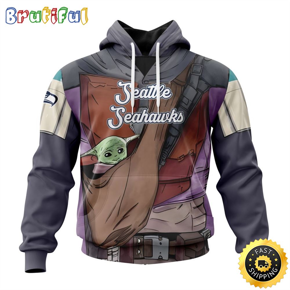NFL Seattle Seahawks All Over Print 3D Hoodie Specialized Mandalorian And Baby Yoda Unisex Hoodies 1 ayuvak