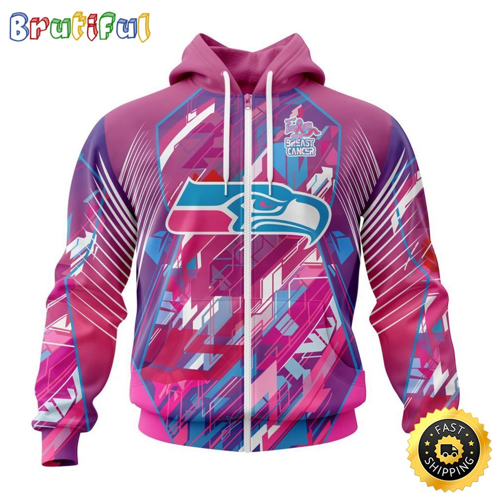 NFL Seattle Seahawks I Pink All Over Print Zip Hoodie 3D I Can Fearless Again Breast Cancer For Breast Cancer Survivors 1 ntkvys