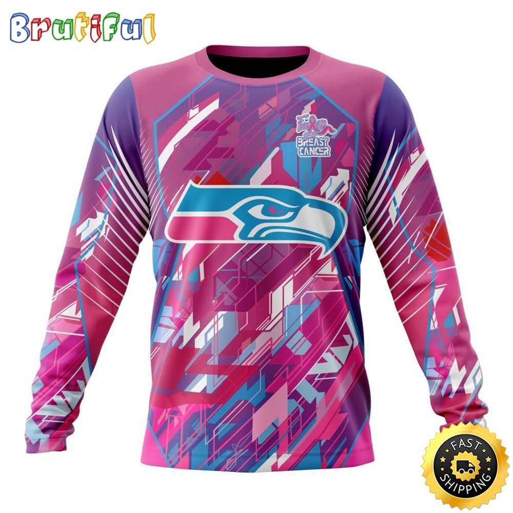 NFL Seattle Seahawks I Pink Crewneck Sweatshirt I Can Fearless Again Breast Cancer For Breast Cancer Survivors 1 vxrobh