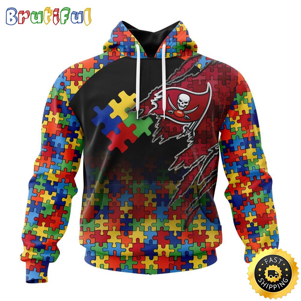 NFL Tampa Bay Buccaneers All Over Print 3D Hoodie Autism Awareness Design Gifts For Survivors 1 d2rtny