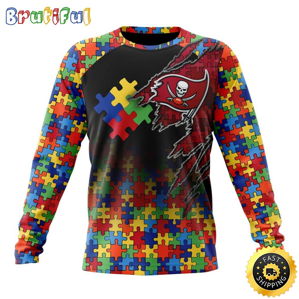 NFL Tampa Bay Buccaneers Crewneck Sweatshirt Autism Awareness Design Gifts For Survivors 1 jhfxxm