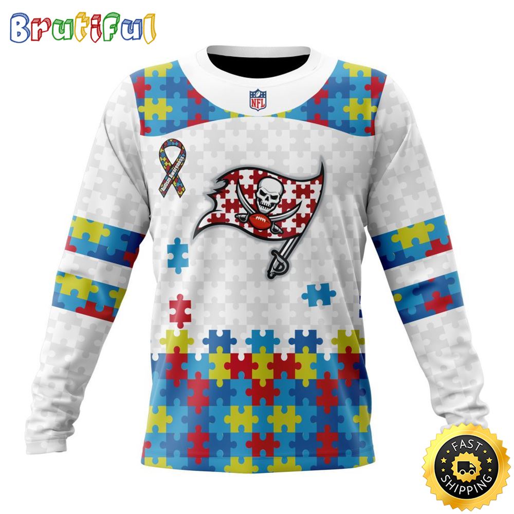 NFL Tampa Bay Buccaneers Crewneck Sweatshirt Autism Awareness Design Your Team In Style 1 ygnxo6