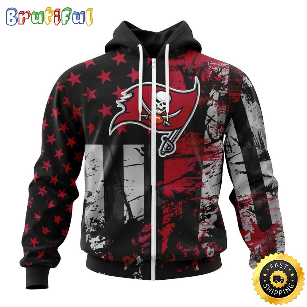 NFL Tampa Bay Buccaneers Zip Hoodie 3D Classic Grunge American Flag Stylish Warmth For Fans 1 mrdjyp