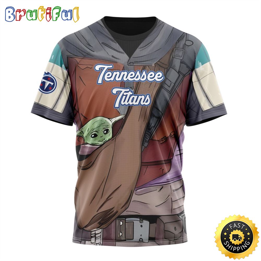 NFL Tennessee Titans All Over Print 3D T Shirt Specialized Mandalorian And Baby Yoda Gifts For Football Fans 1 vlvweo