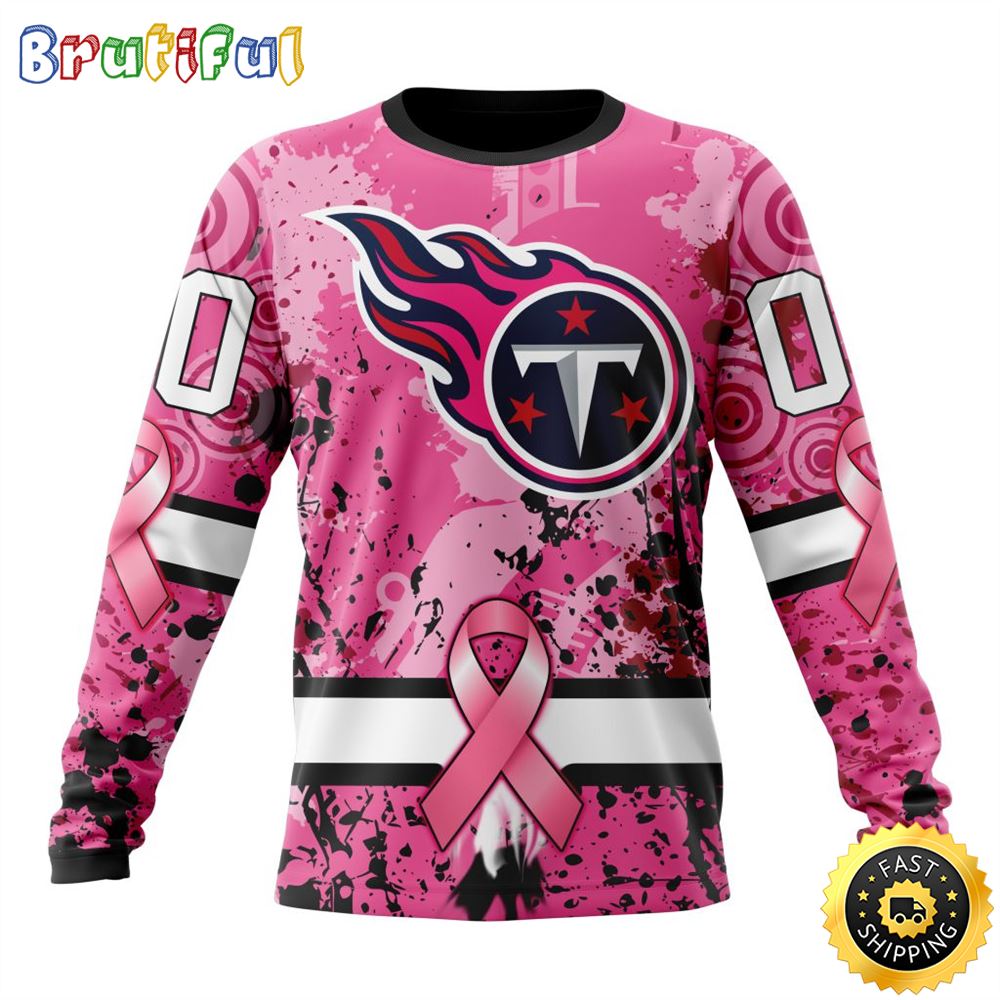 NFL Tennessee Titans Crewneck Sweatshirt I Pink I Can In October We Wear Pink Breast Cancer Gift For Football Fans 1 vr9zkw