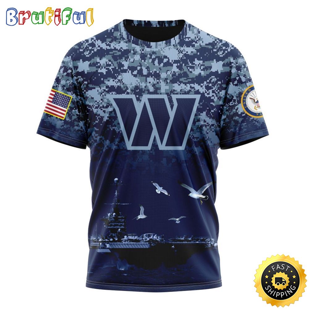 NFL Washington Commanders 3D T Shirt Honor US Navy Veterans Stylish Gear For Fans 1 iy3vv2