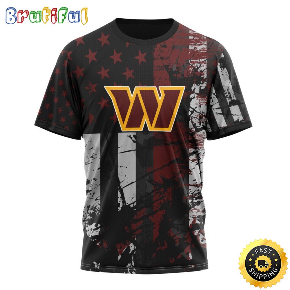 NFL Washington Commanders 3D T Shirts Classic Grunge American Flag Stylish Warmth For Fans 1 mvmxq8