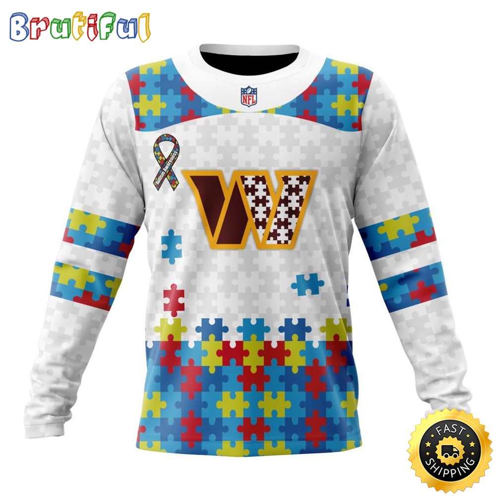 NFL Washington Commanders Crewneck Sweatshirt Autism Awareness Design Your Team In Style 1 twdifi
