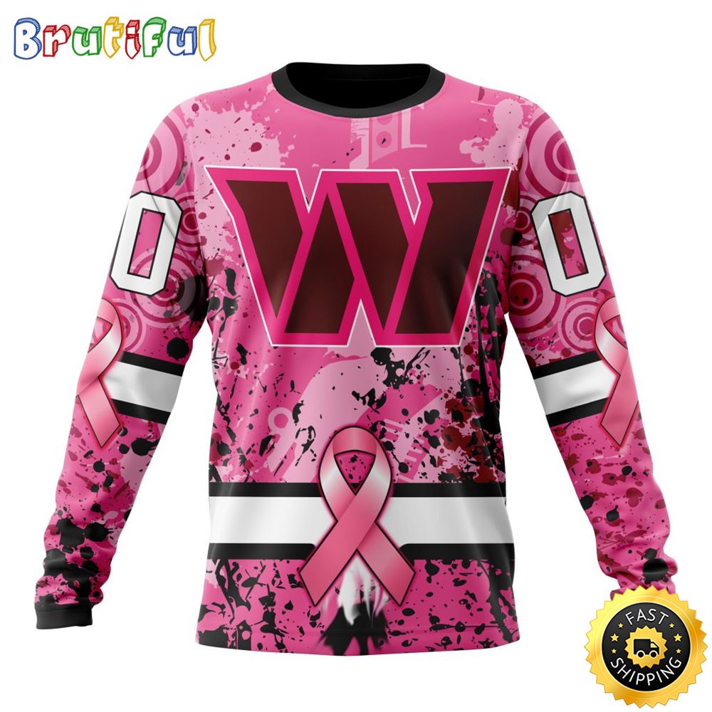 NFL Washington Commanders Crewneck Sweatshirt I Pink I Can In October We Wear Pink Breast Cancer Gift For Football Fans 1 vbbaej