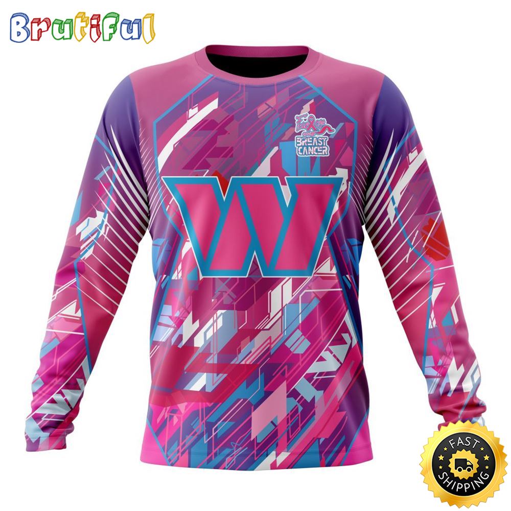 NFL Washington Commanders I Pink Crewneck Sweatshirt I Can Fearless Again Breast Cancer For Breast Cancer Survivors 1 h5e7pk