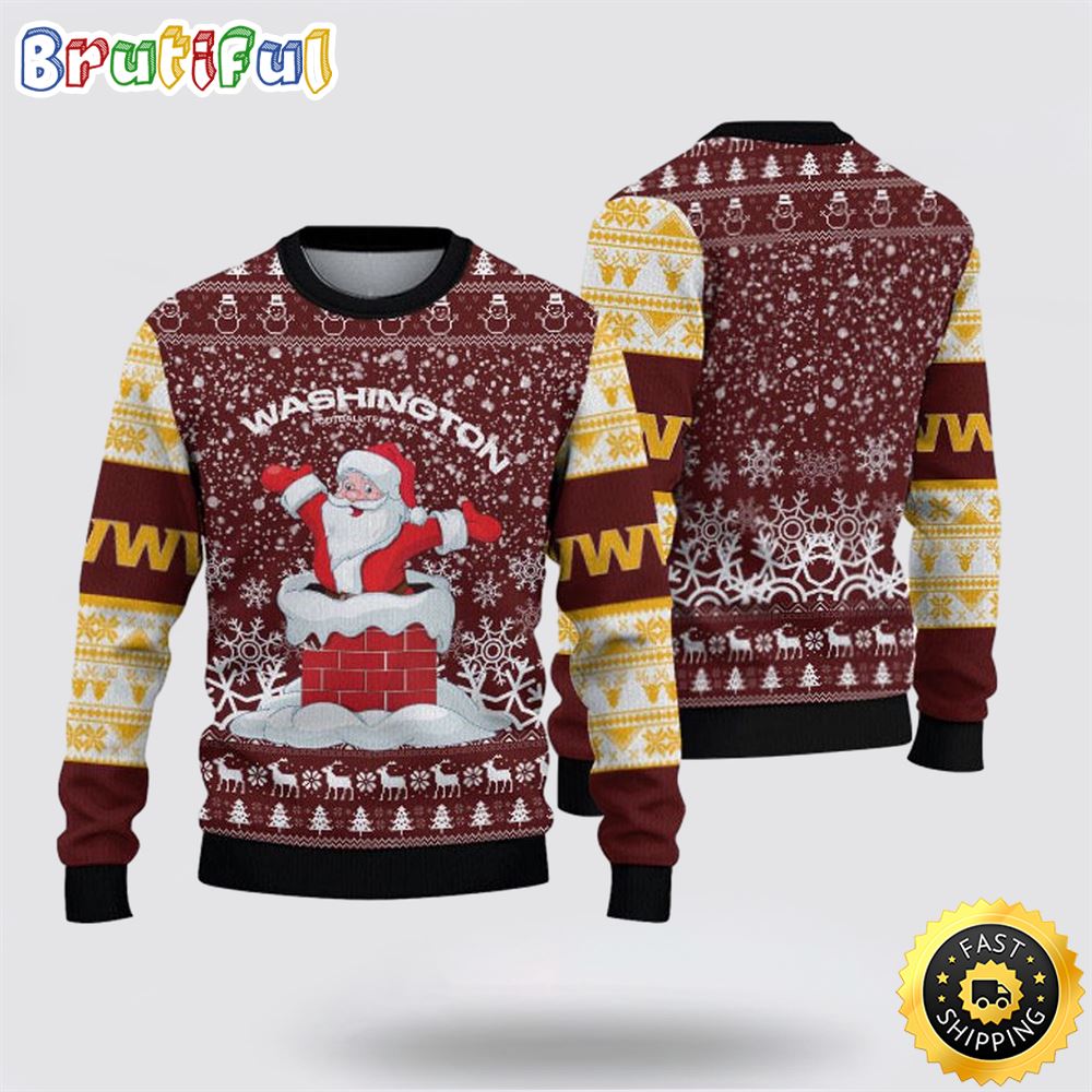 NFL Washington Commanders Ugly Sweater Printed Christmas Funny Santa Claus Show Team Spirit 1 h5a7tj