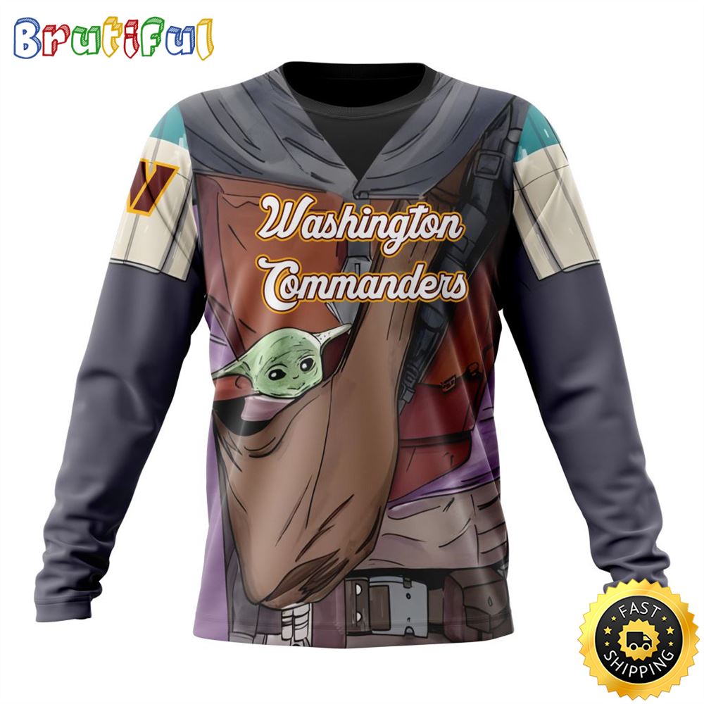 NFL Washington Football Team Crewneck Sweatshirt Specialized Mandalorian And Baby Yoda Gifts For Football Fans 1 xzuzqx