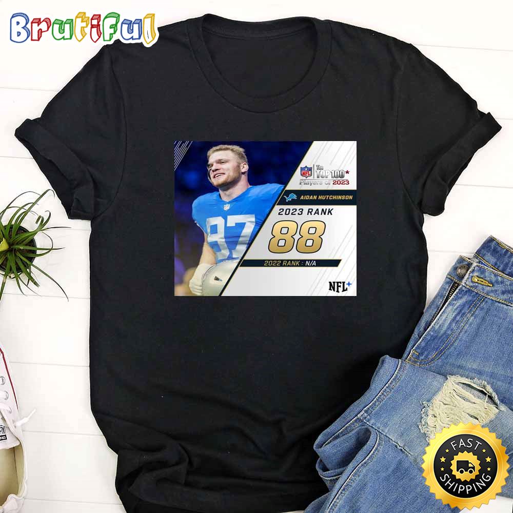 Nfl The Top 100 Players Of 2023 Detroit Lions Aidan Hutchinson T Shirt x9zhtt