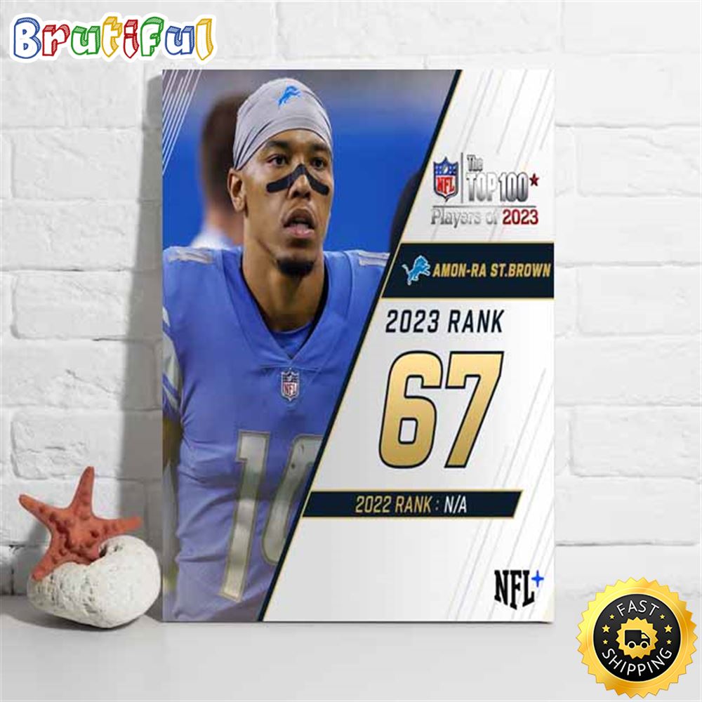 Nfl The Top 100 Players Of 2023 Detroit Lions Amon Ra St.Brown Poster lm3fza