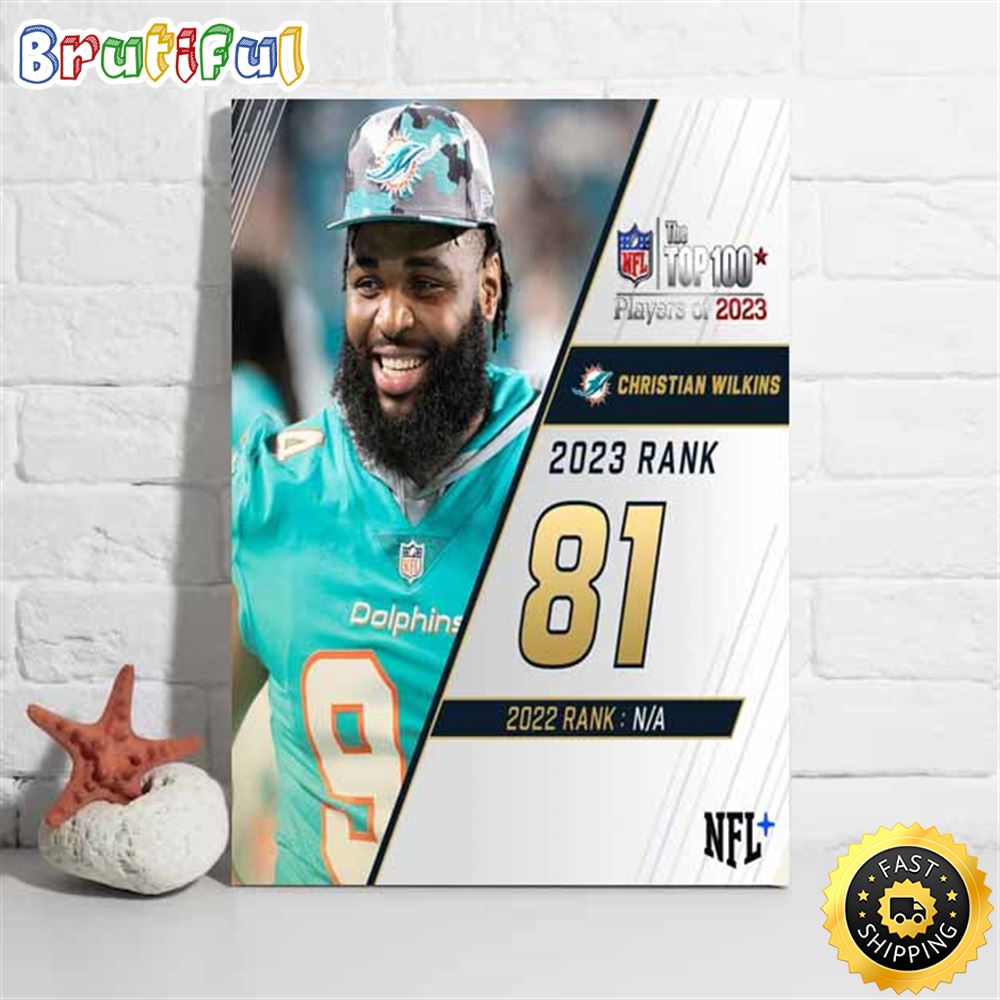Nfl The Top 100 Players Of 2023 Miami Dolphins Christian Wilkins Poster kpgglm