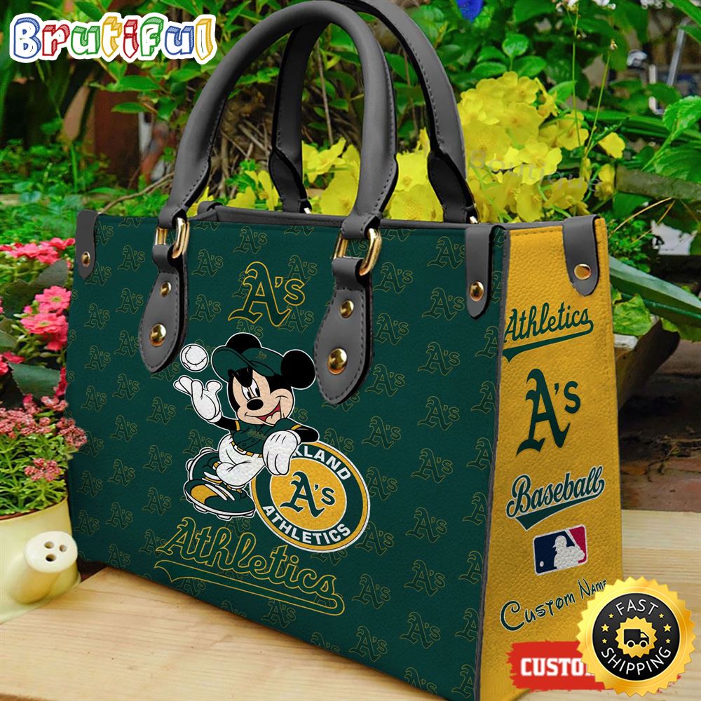 Oakland Athletics Mickey Women Leather Hand Bag 1 seayoy