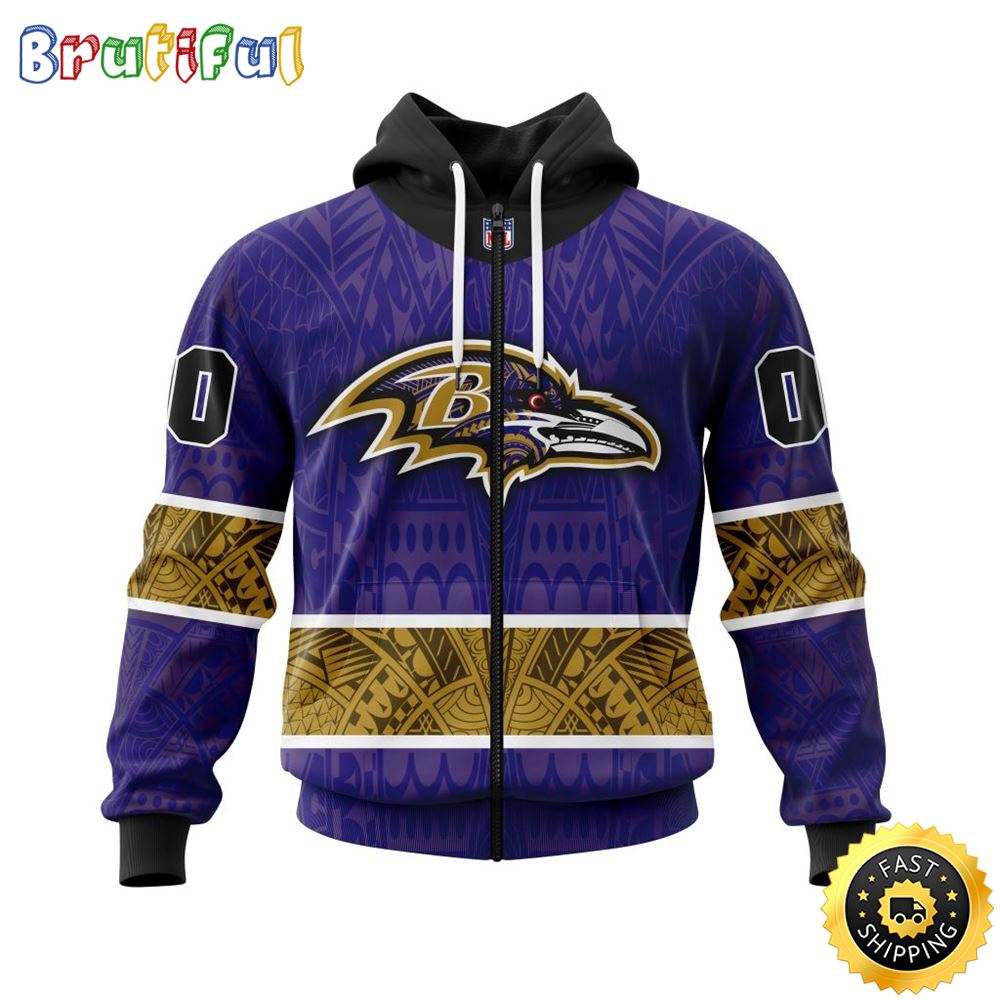 Personalized NFL Baltimore Ravens All Over Print Zip Hoodie 3D Specialized Native With Samoa Culture Unisex Hoodie 1 ffym0x