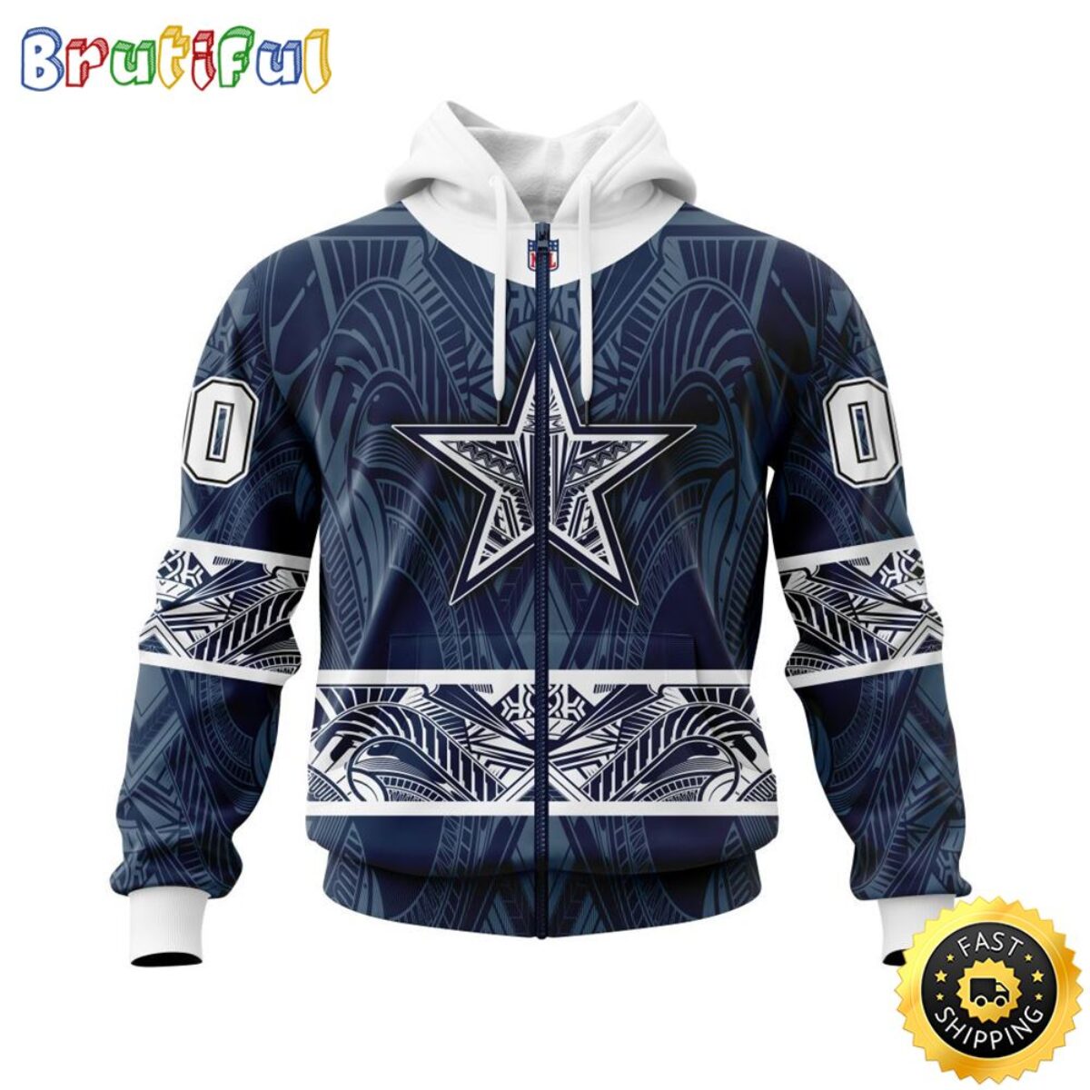 Personalized NFL Dallas Cowboys All Over Print Zip Hoodie 3D