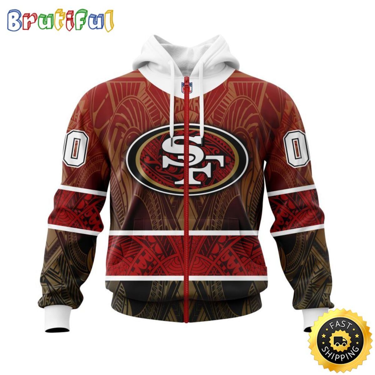 Personalized NFL San Francisco 49ers All Over Print Zip Hoodie 3D