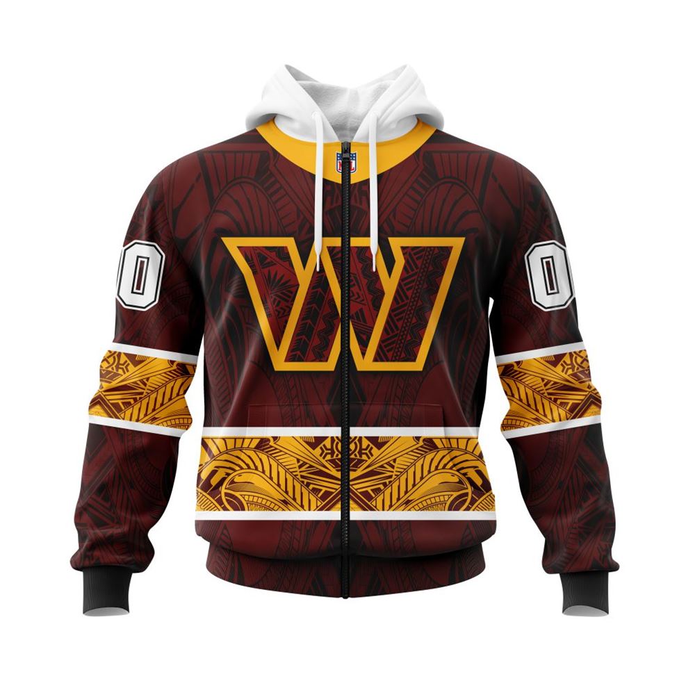 Personalized NFL Washington Football Team All Over Print Zip Hoodie 3D Specialized Native With Samoa Culture Unisex Hoodie 1 plstbu