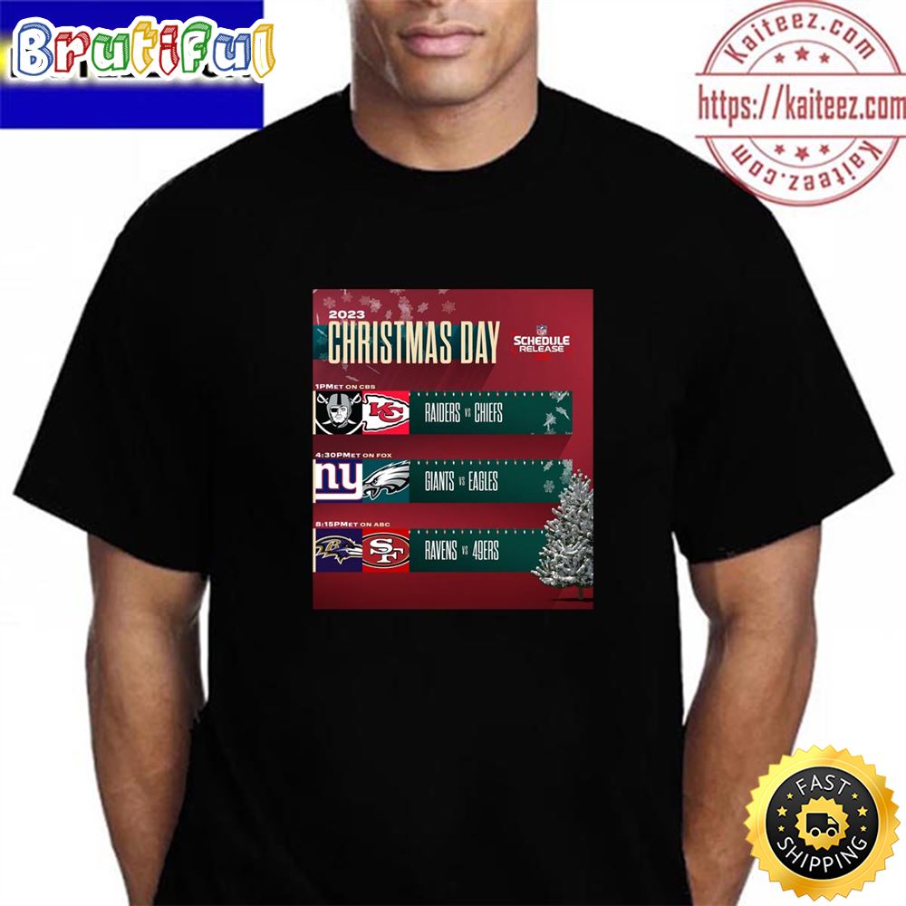 2023 Nfl Schedule Release Christmas Day And Football Vintage T Shirt tv7ymq