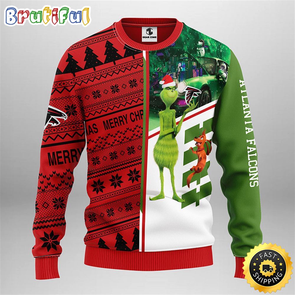 Atlanta Falcons Christmas Ugly Sweater Grinch And Scooby Doo Show Your Team Spirit 1 gwdrfp