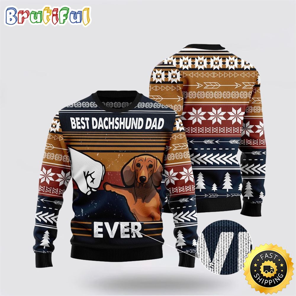 Best Dachshund Dad Ever Ugly Christmas Sweater Show Your Love For Your Furry Friend 1 japk9a