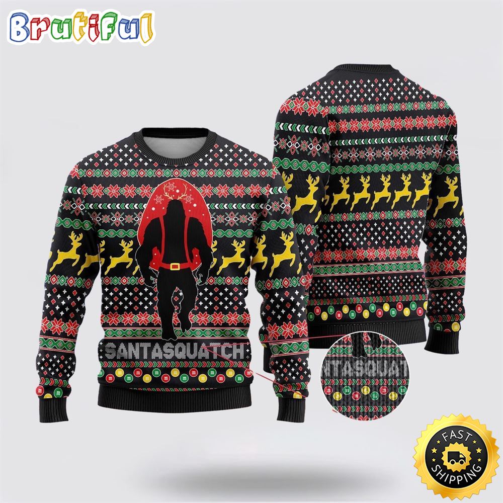 Bigfoot Santa Squatch Ugly Christmas Sweater 1 jkbx7l
