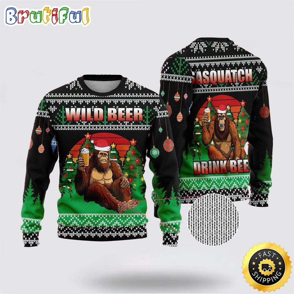 Bigfoot Wild Beer Ugly Christmas Sweater 1 dn5bzp